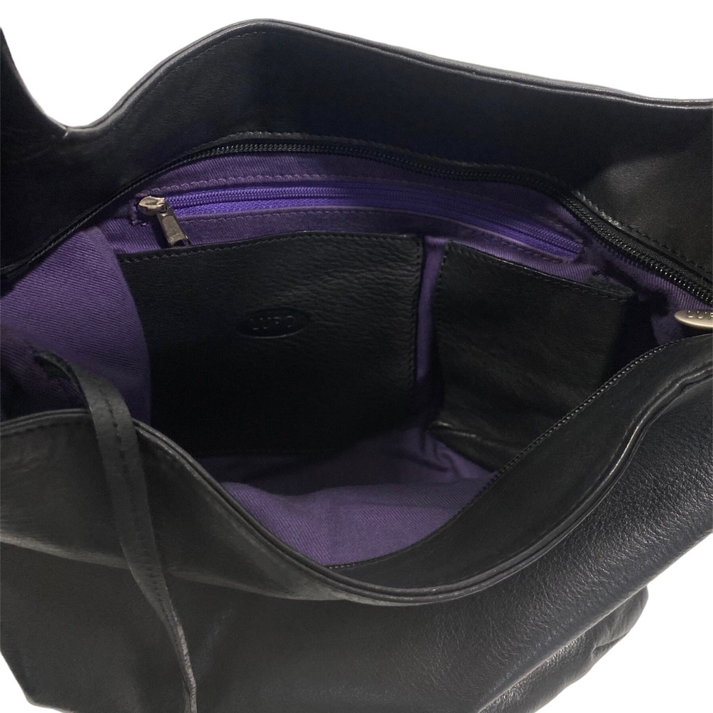 LUPO Slouchy Knotted Strap Oversized Hobo Black Leather Bag - Picture 4 of 9